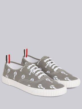 Thom Browne SZ 9 Gray Heritage Lobster Designer Sneakers Preppy Coastal Graphic
